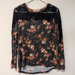 *10/$25* Women's Rewind Long Sleeve Floral and Lace Shirt - Small